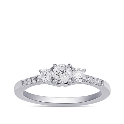 Adamante 1 ct. tw. Lab-Grown Round Brilliant Diamond Trio Engagement Ring in 14K White Gold