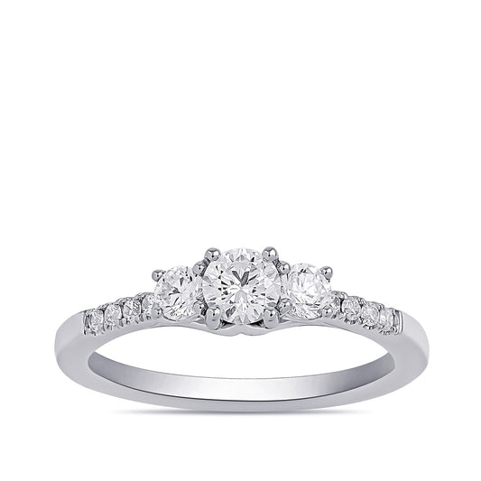 Adamante 1 ct. tw. Lab-Grown Round Brilliant Diamond Trio Engagement Ring in 14K White Gold