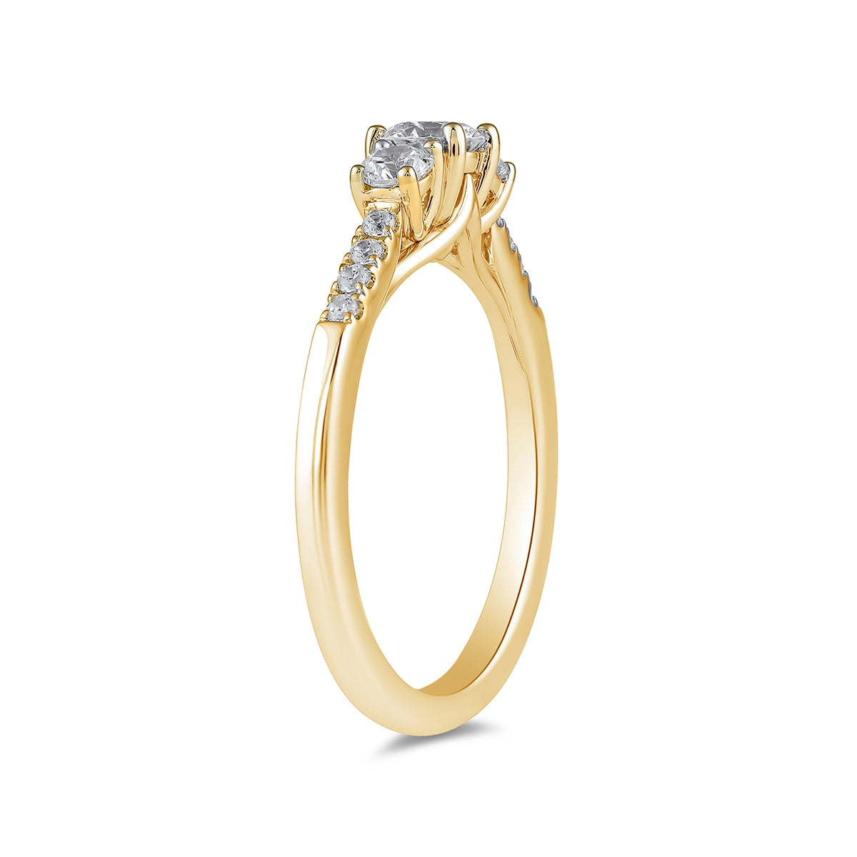 Adamante 1 ct. tw. Lab-Grown Round Brilliant Diamond Trio Engagement Ring in 14K Yellow Gold front view