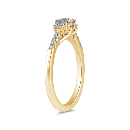 Adamante 1 ct. tw. Lab-Grown Round Brilliant Diamond Trio Engagement Ring in 14K Yellow Gold front view