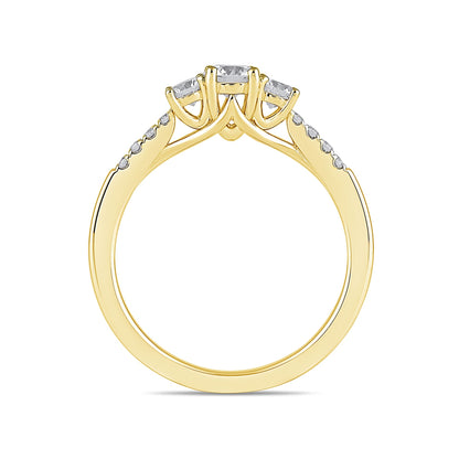Adamante 1 ct. tw. Lab-Grown Round Brilliant Diamond Trio Engagement Ring in 14K Yellow Gold side profile