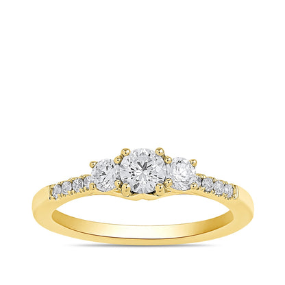 Adamante 1 ct. tw. Lab-Grown Round Brilliant Diamond Trio Engagement Ring in 14K Yellow Gold