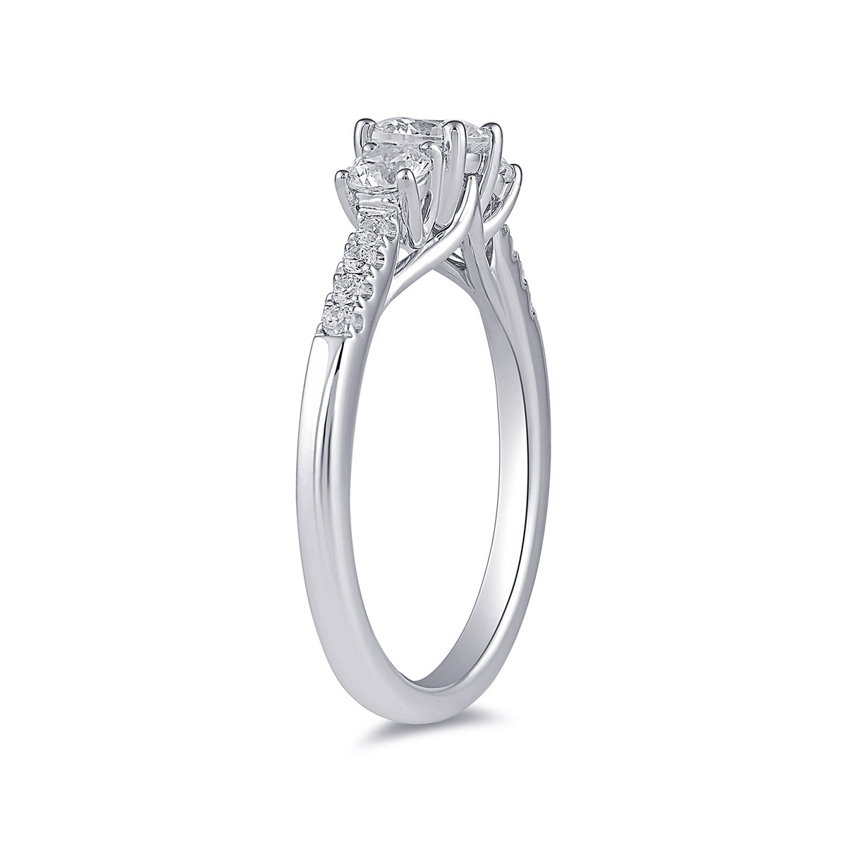 Adamante 1-1/2 ct. tw. Lab-Grown Round Brilliant Diamond Trio Engagement Ring in 14K White Gold front view