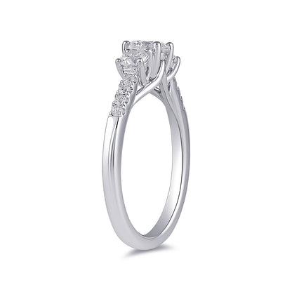 Adamante 1-1/2 ct. tw. Lab-Grown Round Brilliant Diamond Trio Engagement Ring in 14K White Gold front view