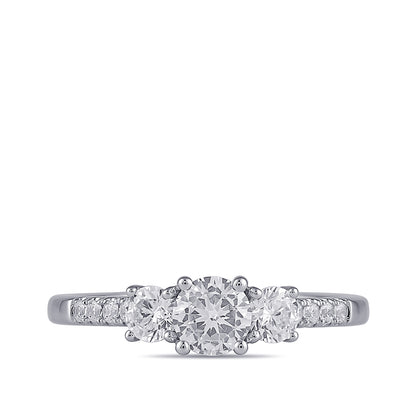 Adamante 1-1/2 ct. tw. Lab-Grown Round Brilliant Diamond Trio Engagement Ring in 14K White Gold close-up detail