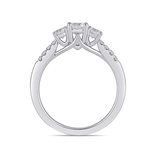 Adamante 1-1/2 ct. tw. Lab-Grown Round Brilliant Diamond Trio Engagement Ring in 14K White Gold side profile