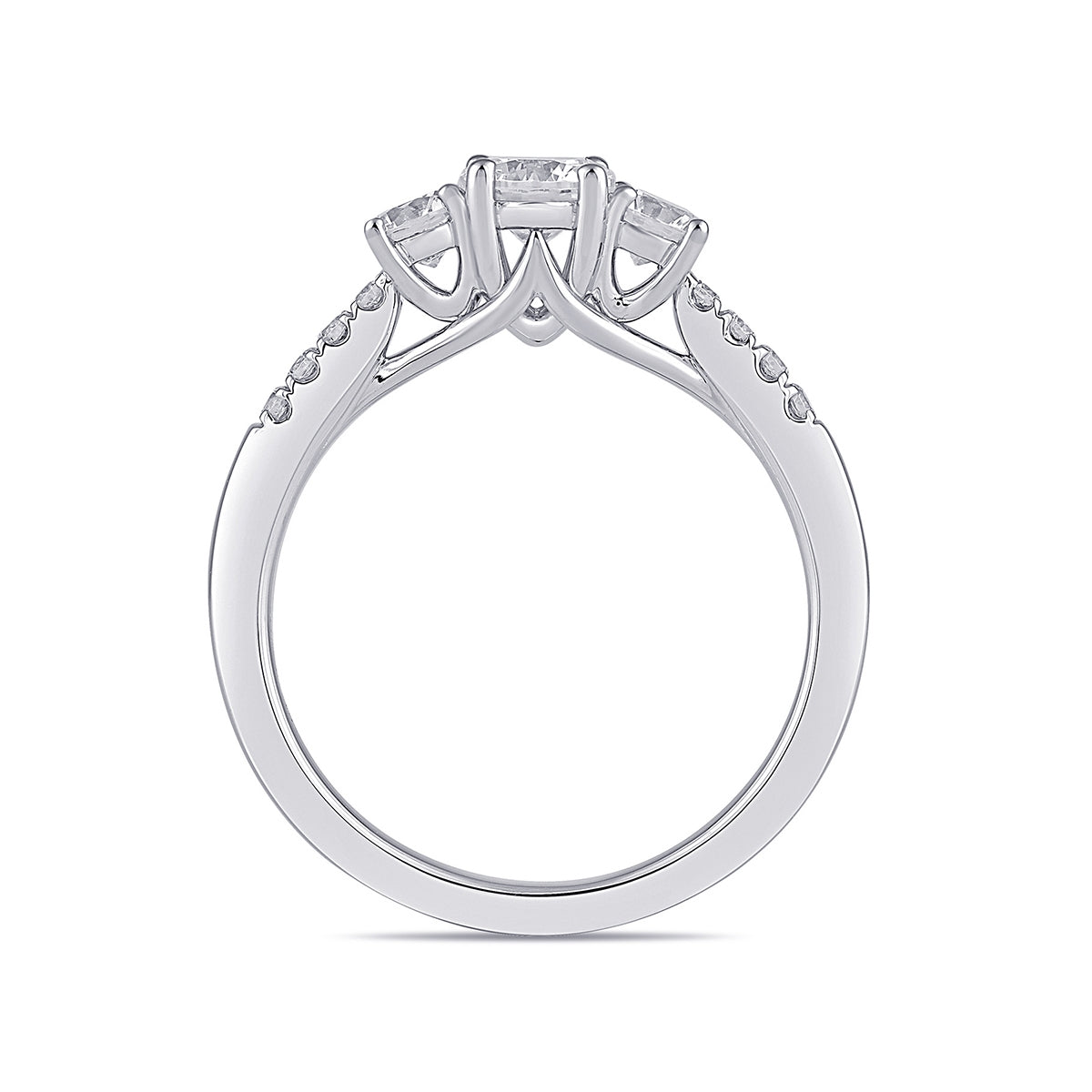 Adamante 1-1/2 ct. tw. Lab-Grown Round Brilliant Diamond Trio Engagement Ring in 14K White Gold side profile