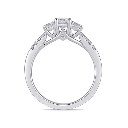 Adamante 1-1/2 ct. tw. Lab-Grown Round Brilliant Diamond Trio Engagement Ring in 14K White Gold side profile