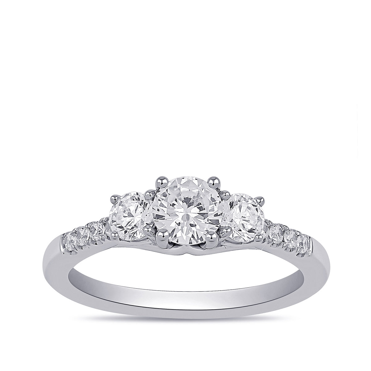 Adamante 1-1/2 ct. tw. Lab-Grown Round Brilliant Diamond Trio Engagement Ring in 14K White Gold