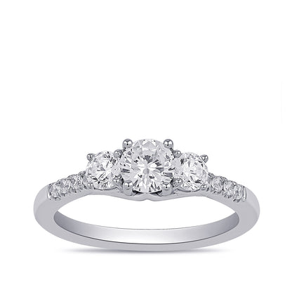 Adamante 1-1/2 ct. tw. Lab-Grown Round Brilliant Diamond Trio Engagement Ring in 14K White Gold