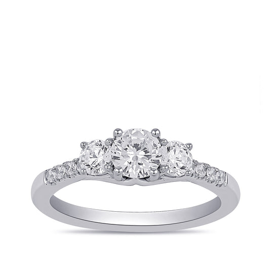Adamante 1-1/2 ct. tw. Lab-Grown Round Brilliant Diamond Trio Engagement Ring in 14K White Gold