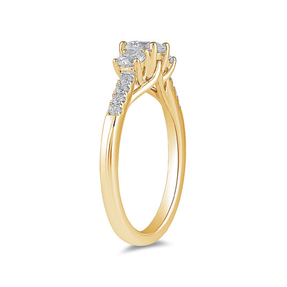 Adamante 1-1/2 ct. tw. Lab-Grown Round Brilliant Diamond Trio Engagement Ring in 14K Yellow Gold front view