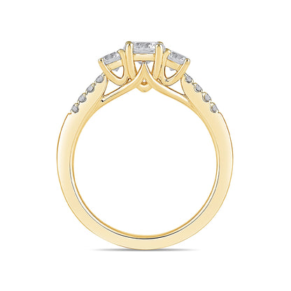 Adamante 1-1/2 ct. tw. Lab-Grown Round Brilliant Diamond Trio Engagement Ring in 14K Yellow Gold side profile