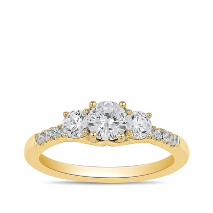 Adamante 1-1/2 ct. tw. Lab-Grown Round Brilliant Diamond Trio Engagement Ring in 14K Yellow Gold