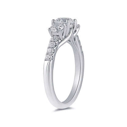 Adamante 2 ct. tw. Lab-Grown Round Brilliant Diamond Trio Engagement Ring in 14K White Gold front view
