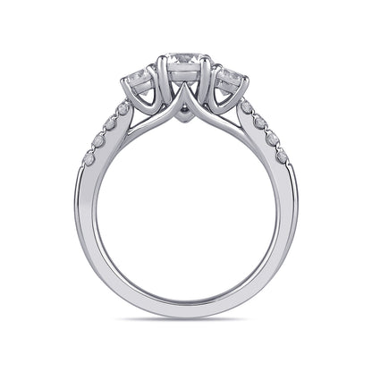 Adamante 2 ct. tw. Lab-Grown Round Brilliant Diamond Trio Engagement Ring in 14K White Gold side profile