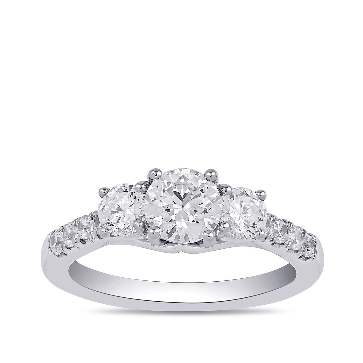 Adamante 2 ct. tw. Lab-Grown Round Brilliant Diamond Trio Engagement Ring in 14K White Gold