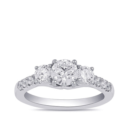 Adamante 2 ct. tw. Lab-Grown Round Brilliant Diamond Trio Engagement Ring in 14K White Gold