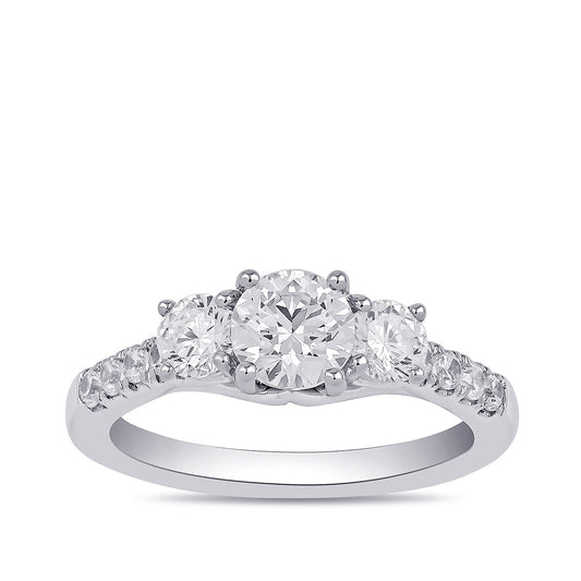 Adamante 2 ct. tw. Lab-Grown Round Brilliant Diamond Trio Engagement Ring in 14K White Gold