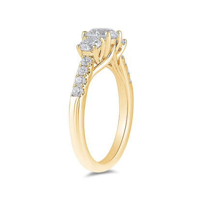 Adamante 2 ct. tw. Lab-Grown Round Brilliant Diamond Trio Engagement Ring in 14K Yellow Gold front view
