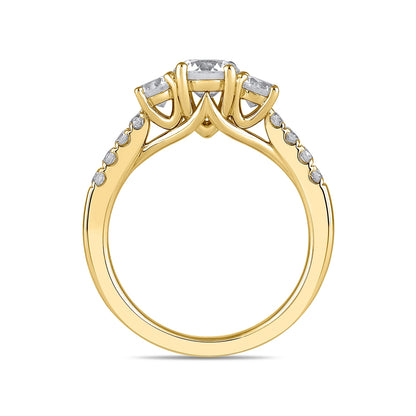 Adamante 2 ct. tw. Lab-Grown Round Brilliant Diamond Trio Engagement Ring in 14K Yellow Gold side profile