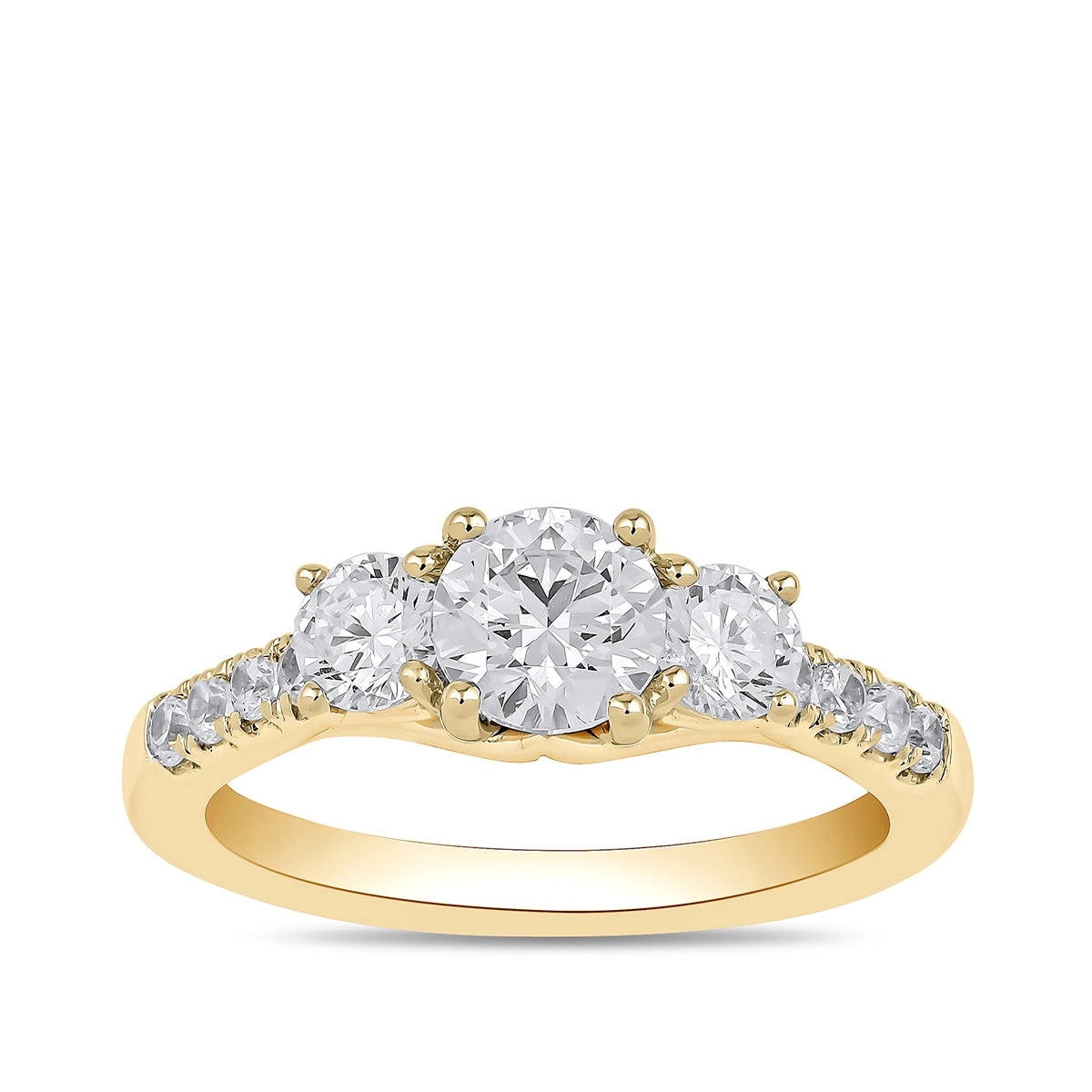 Adamante 2 ct. tw. Lab-Grown Round Brilliant Diamond Trio Engagement Ring in 14K Yellow Gold