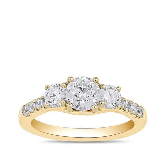 Adamante 2 ct. tw. Lab-Grown Round Brilliant Diamond Trio Engagement Ring in 14K Yellow Gold