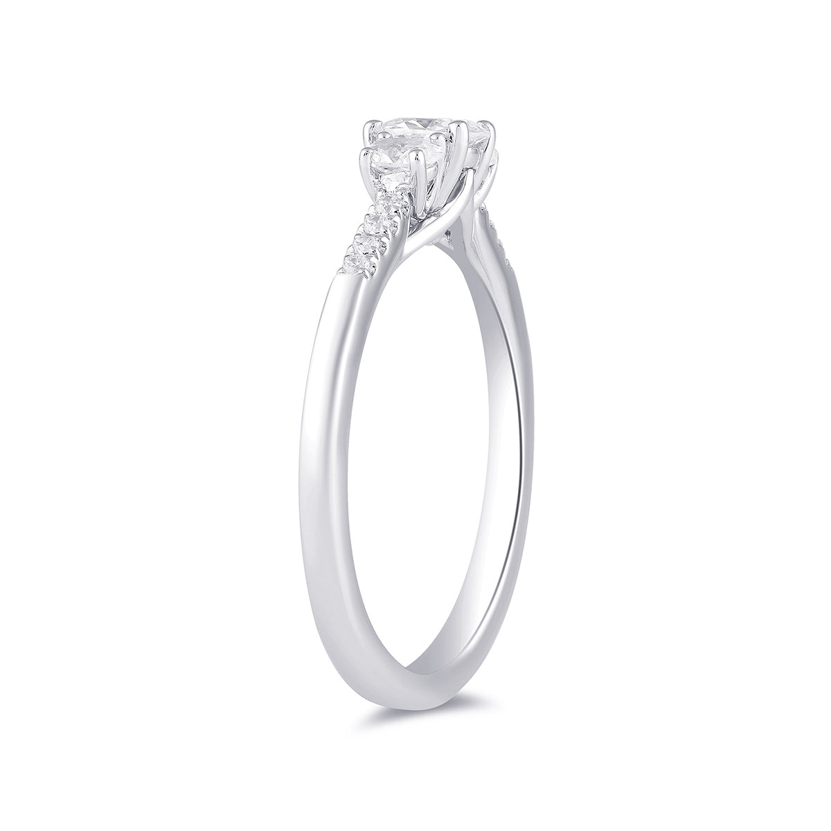 Adamante 1/2 ct. tw. Lab-Grown Oval Diamond Trio Engagement Ring in 14K White Gold front view