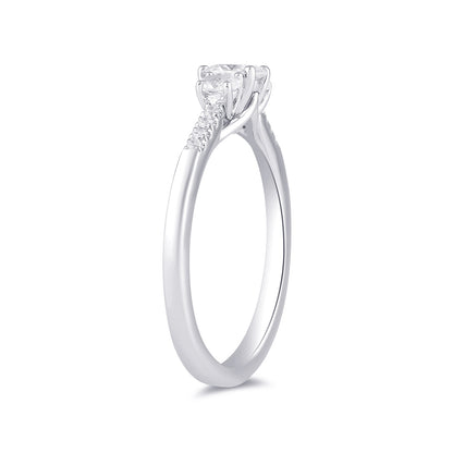 Adamante 1/2 ct. tw. Lab-Grown Oval Diamond Trio Engagement Ring in 14K White Gold front view