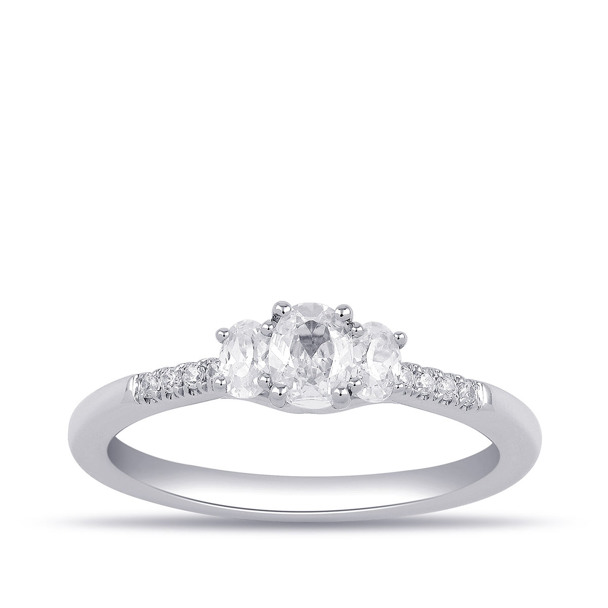 Adamante 1/2 ct. tw. Lab-Grown Oval Diamond Trio Engagement Ring in 14K White Gold
