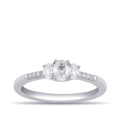 Adamante 1/2 ct. tw. Lab-Grown Oval Diamond Trio Engagement Ring in 14K White Gold