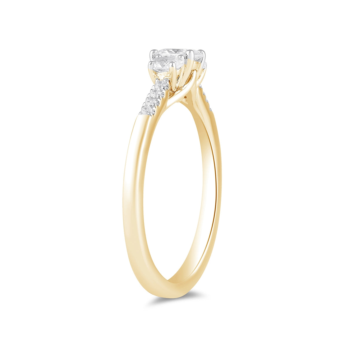 Adamante 1/2 ct. tw. Lab-Grown Oval Diamond Trio Engagement Ring in 14K Yellow Gold front view