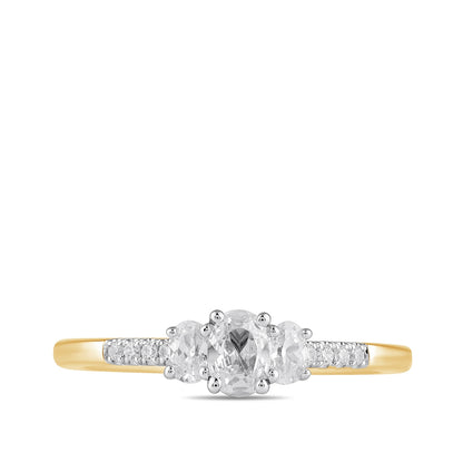 Adamante 1/2 ct. tw. Lab-Grown Oval Diamond Trio Engagement Ring in 14K Yellow Gold close-up detail