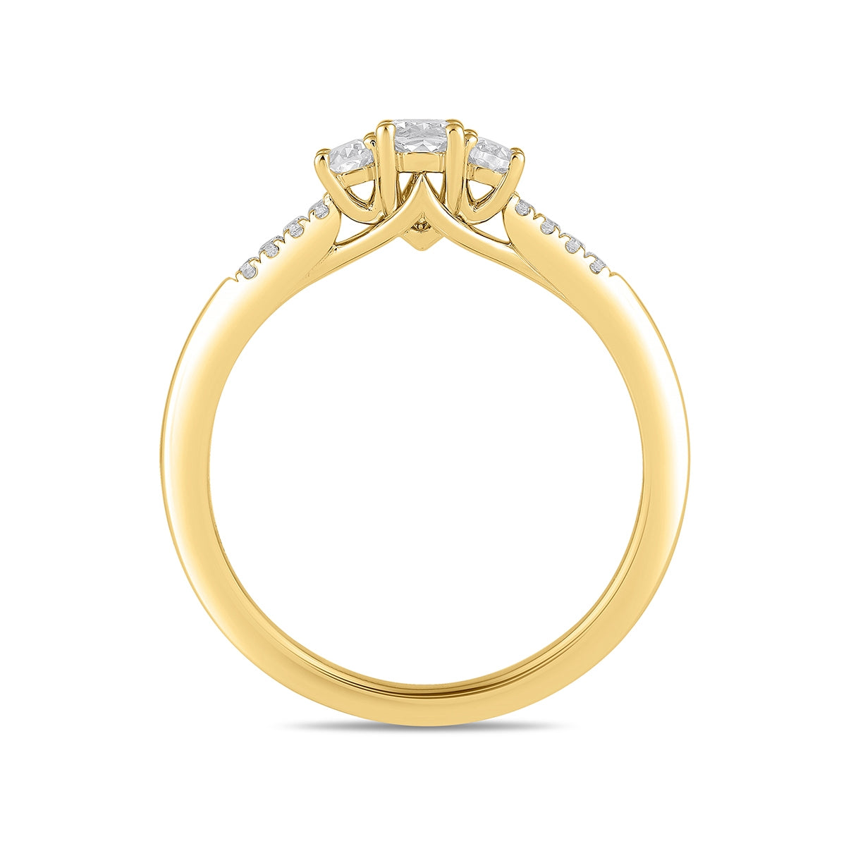 Adamante 1/2 ct. tw. Lab-Grown Oval Diamond Trio Engagement Ring in 14K Yellow Gold side profile