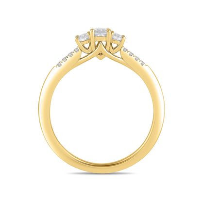 Adamante 1/2 ct. tw. Lab-Grown Oval Diamond Trio Engagement Ring in 14K Yellow Gold side profile