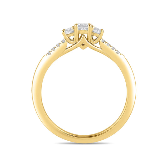 Adamante 1/2 ct. tw. Lab-Grown Oval Diamond Trio Engagement Ring in 14K Yellow Gold side profile