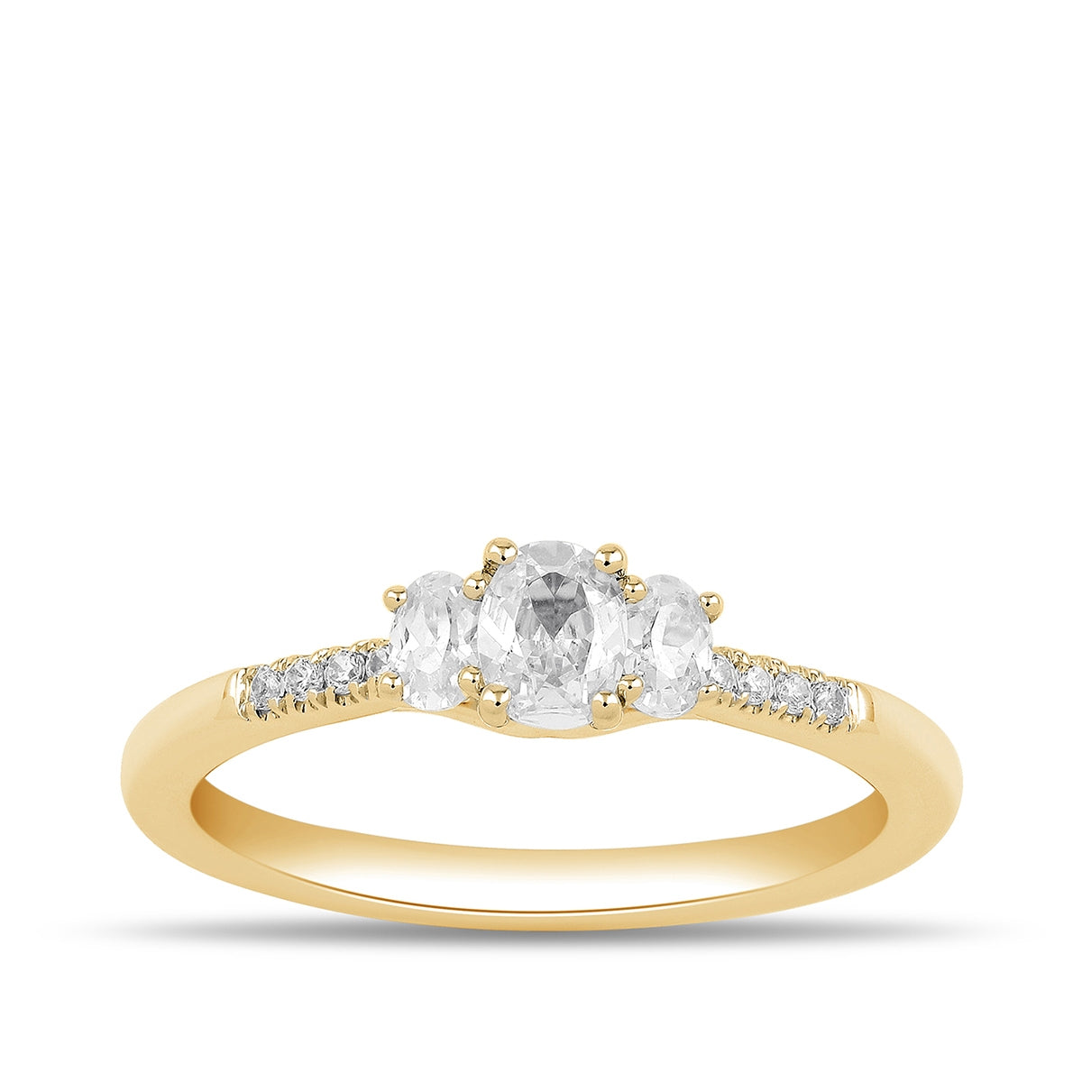 Adamante 1/2 ct. tw. Lab-Grown Oval Diamond Trio Engagement Ring in 14K Yellow Gold
