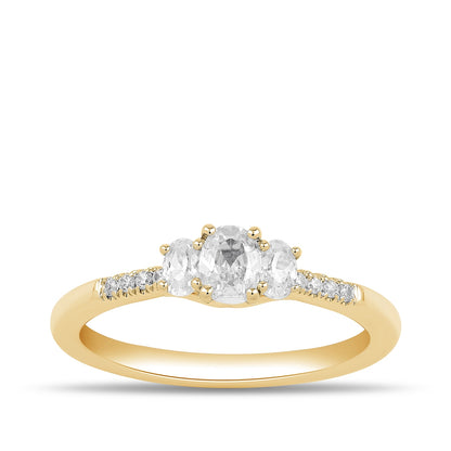 Adamante 1/2 ct. tw. Lab-Grown Oval Diamond Trio Engagement Ring in 14K Yellow Gold