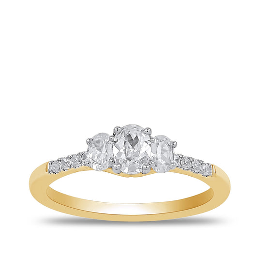 Adamante 3/4 ct. tw. Lab-Grown Oval Diamond Trio Engagement Ring in 14K Yellow Gold