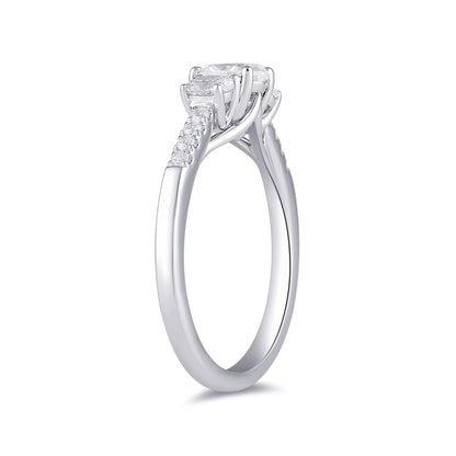 Adamante 1 ct. tw. Lab-Grown Oval Diamond Trio Engagement Ring in 14K White Gold front view