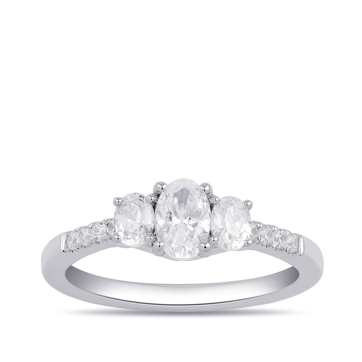 Adamante 1 ct. tw. Lab-Grown Oval Diamond Trio Engagement Ring in 14K White Gold