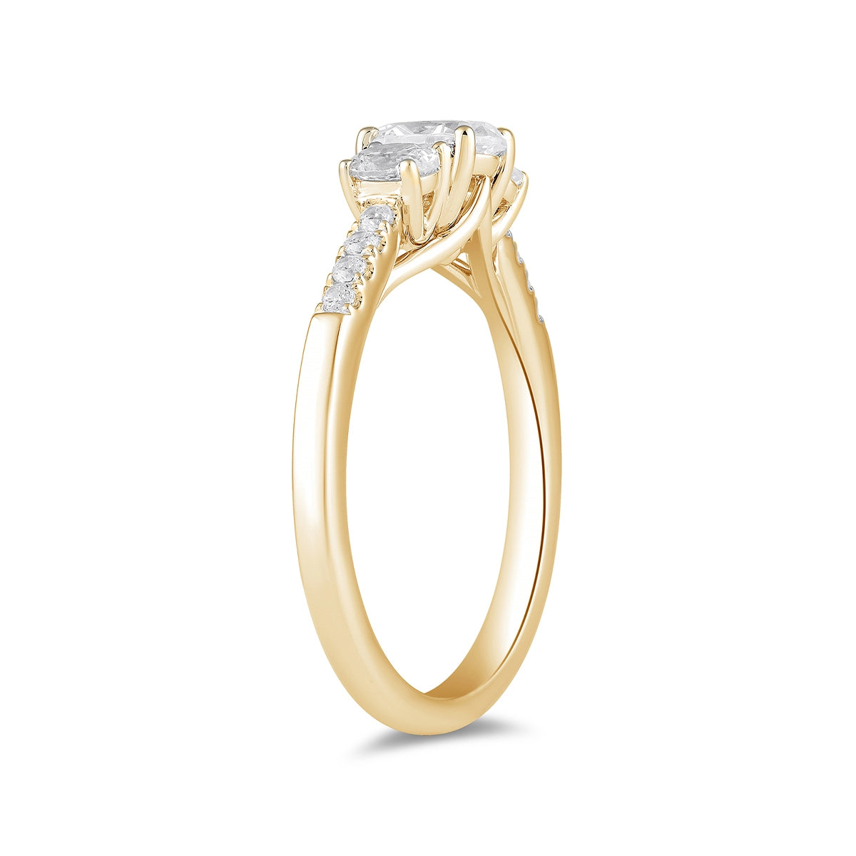 Adamante 1 ct. tw. Lab-Grown Oval Diamond Trio Engagement Ring in 14K Yellow Gold front view