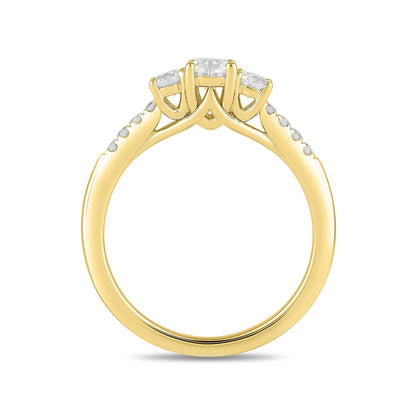 Adamante 1 ct. tw. Lab-Grown Oval Diamond Trio Engagement Ring in 14K Yellow Gold side profile
