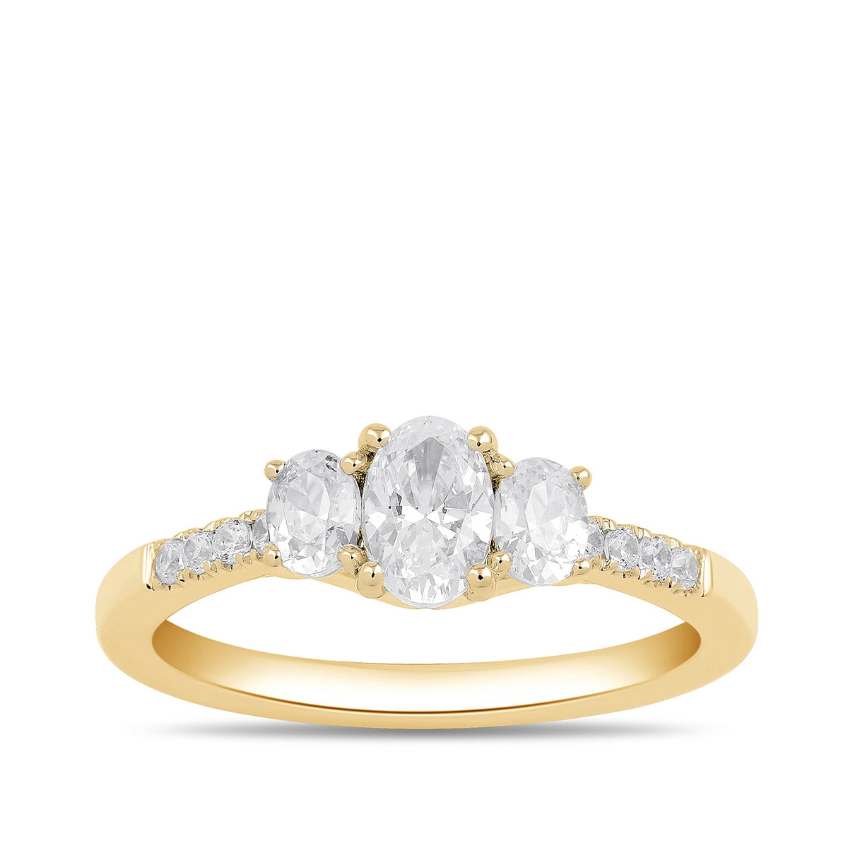 Adamante 1 ct. tw. Lab-Grown Oval Diamond Trio Engagement Ring in 14K Yellow Gold