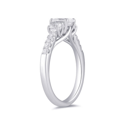 Adamante 1-1/2 ct. tw. Lab-Grown Oval Diamond Trio Engagement Ring in 14K White Gold front view