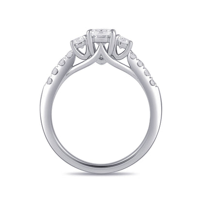Adamante 1-1/2 ct. tw. Lab-Grown Oval Diamond Trio Engagement Ring in 14K White Gold side profile