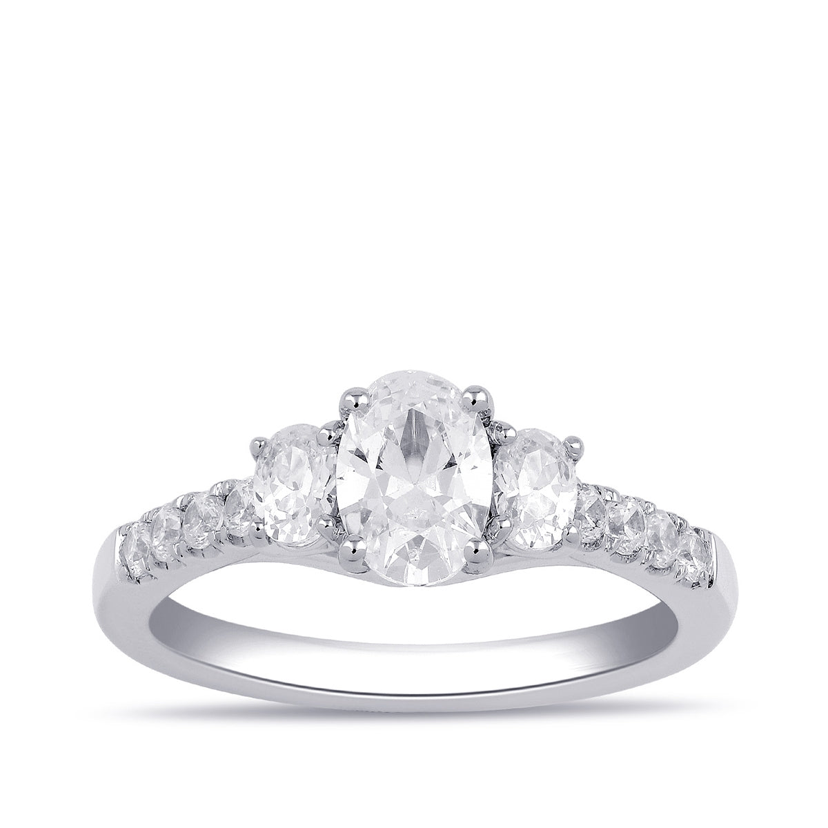 Adamante 1-1/2 ct. tw. Lab-Grown Oval Diamond Trio Engagement Ring in 14K White Gold