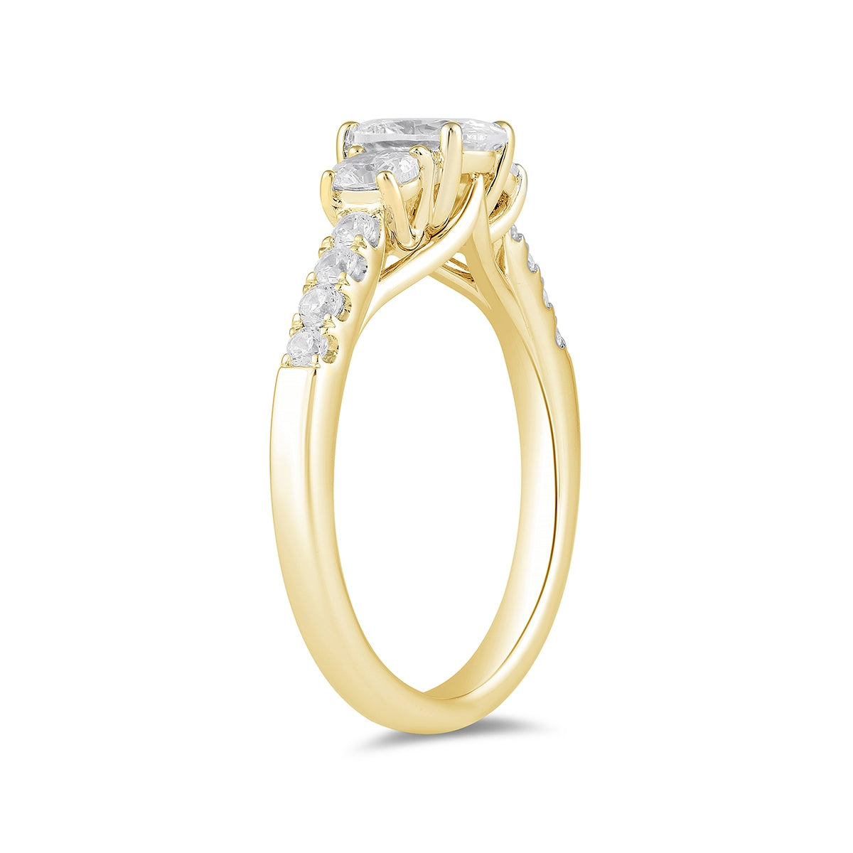 Adamante 1-1/2 ct. tw. Lab-Grown Oval Diamond Trio Engagement Ring in 14K Yellow Gold front view