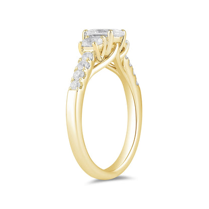 Adamante 1-1/2 ct. tw. Lab-Grown Oval Diamond Trio Engagement Ring in 14K Yellow Gold front view
