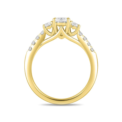 Adamante 1-1/2 ct. tw. Lab-Grown Oval Diamond Trio Engagement Ring in 14K Yellow Gold side profile
